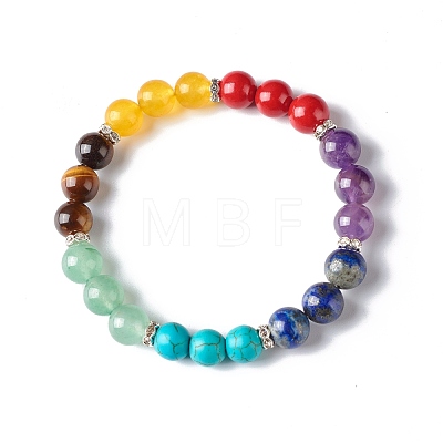 7 Chakra Reiki Yoga Bracelet for Girl Women BJEW-TA00020-1