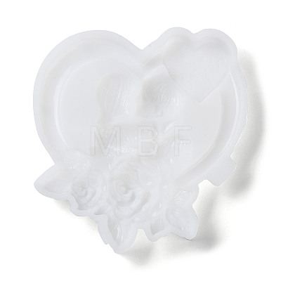 Valentine's Day Heart with Lovers & Flower DIY Wall Decoration Silicone Molds DIY-G096-02-1