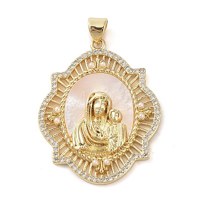 Brass Micro Pave Clear Cubic Zirconia Pendants KK-Q813-16D-G-1
