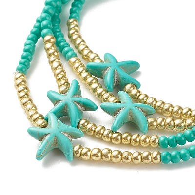 Summer Jewelry Starfish Waist Bead NJEW-C00028-02-1