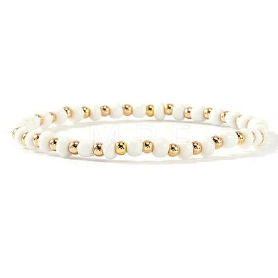 Plastic & Brass Beaded Stretch Bracelet for Women JP1152-1-1