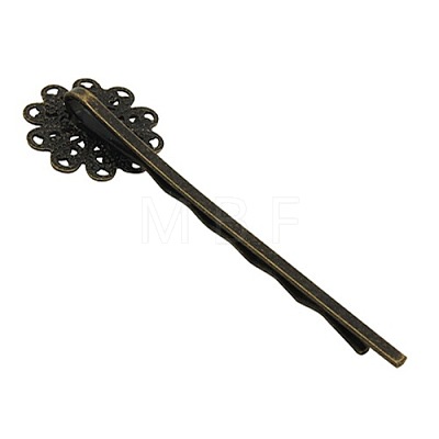 Brass Hair Bobby Pin Findings X-HJEW-H010-AB-1