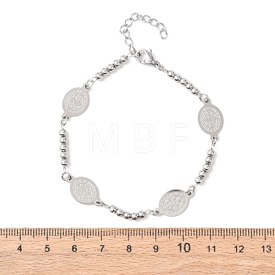 Religion 304 Stainless Steel Link Bracelets BJEW-F524-04A-P-1