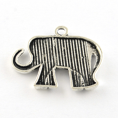 Elephant Tibetan Style Alloy Pendants TIBEP-R344-52AS-FF-1