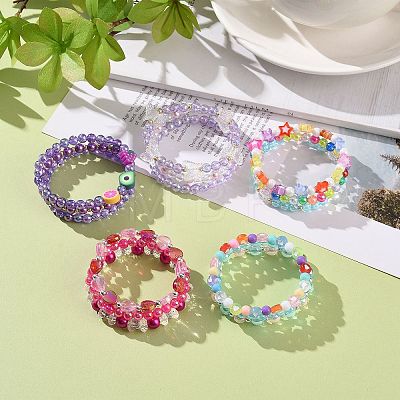 Acrylic Beads Stretch Bracelet Sets BJEW-JB09048-1