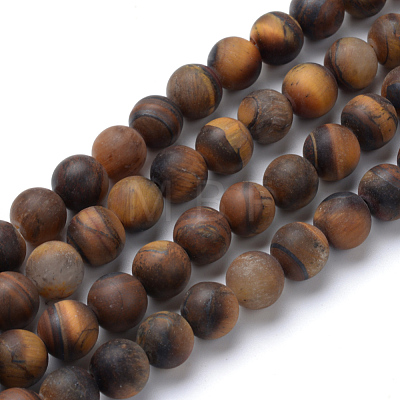 Natural Tiger Eye Round Bead Strands X-G-T055-8mm-04-1