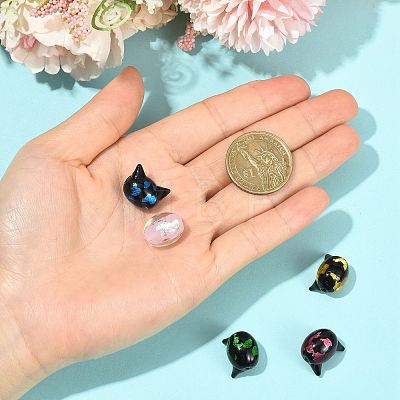 5Pcs 5 Colors Handmade Foil Glass Beads LAMP-FS0001-78-1