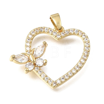 Valentine's Day Brass Micro Pave Clear Cubic Zirconia Pendants KK-C263-29C-G-1
