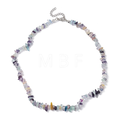 Natural Fluorite Chip Beaded Necklace NJEW-JN04615-11-1