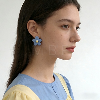 Alloy & Acrylic Stud Earrings XF1032-1-1