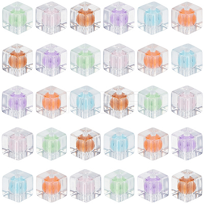 80Pcs Transparent Acrylic Beads OACR-SC0003-01-1