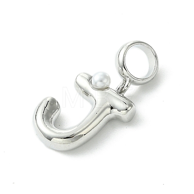 Rack Plating Brass with ABS Plastic Pearl European Dangle Charms KK-G501-02J-P-1