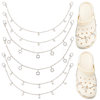 6Pcs 3 Style Alloy Rhinestone Shoe Chains FIND-CP0001-38-1