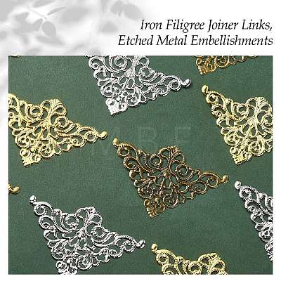 12Pcs 3 Colors Iron Filigree Joiner Links IFIN-YW0003-47-1