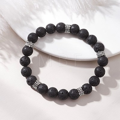 Natural Lava Rock Beads Bracelets BJEW-JB13066-1