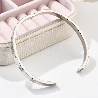 304 Stainless Steel Rhinestone Bangles for Women BJEW-Z092-16P-1