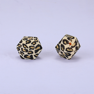 Colorful Pattern Printed Silicone Beads SI-JX0022A-02-1