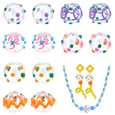   12Pcs 6 Style Transparent Glass Enamel Beads GLAA-PH0002-06-1