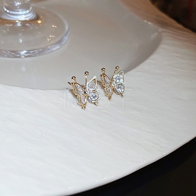 Rhinestone Butterfly Stud Earrings ANIM-PW0001-045D-1