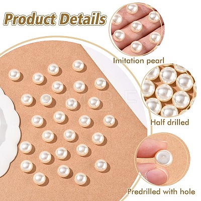 100Pcs ABS Plastic Imitation Pearl Beads OACR-YW0002-46A-1