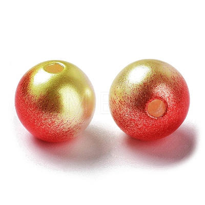 Rainbow ABS Plastic Imitation Pearl Beads OACR-Q174-12mm-15-1