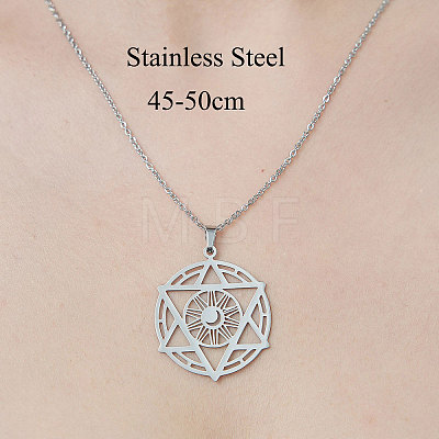 201 Stainless Steel Star of David Pendant Necklace NJEW-OY002-29-1