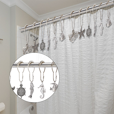 12Pcs Iron Shower Curtain Rings for Bathroom AJEW-FH0003-37AS-1