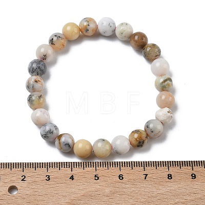 Natural Green Opal Round Beads Stretch Bracelets for Women BJEW-Z158-03L-03-1
