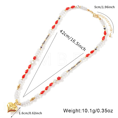 Brass Pendant Glass & Imitation Pearl & Synthetic Gemstone Beaded Necklaces for Women XO1597-1
