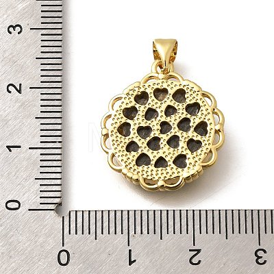 Brass with Natural Shell Carved Pendants KK-Z091-01G-01-1