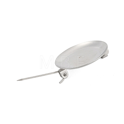 304 Stainless Steel Brooch Cabochon Settings STAS-E547-08H-P-1