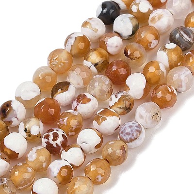 Natural Fire Crackle Agate Beads Strands G-C082-A01-33-1