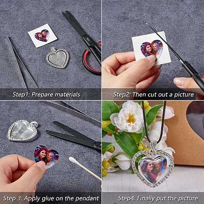 DIY Heart & Flat Round Necklace Making Kit DIY-SZ0007-31-1