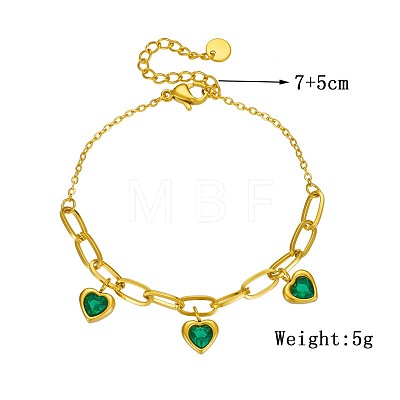 304 Stainless Steel Cubic Zirconia Charm Bracelets WG996B1-01-1