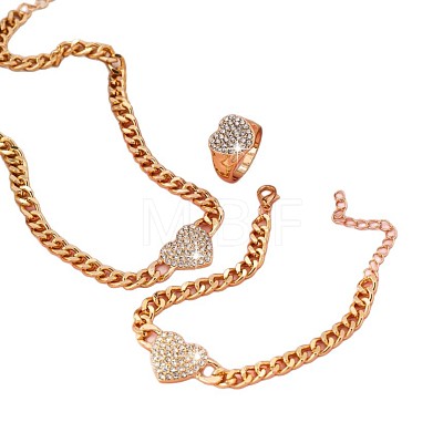 Alloy Crystal Rhinestone Bracelets & Necklaces & Rings Sets FS-WGAABD3-01-1