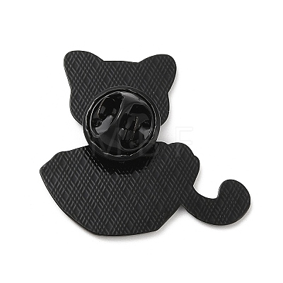 Black Cat with Bowl Alloy Enamel Brooch JEWB-E022-04EB-03-1