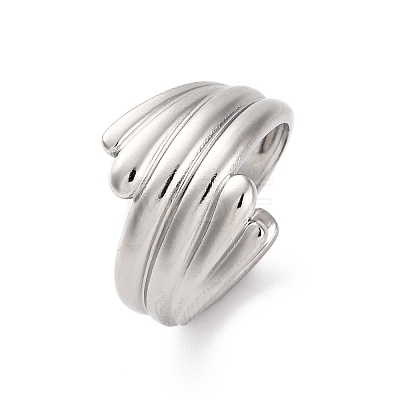 304 Stainless Steel Open Cuff Rings for Women RJEW-K258-10P-1