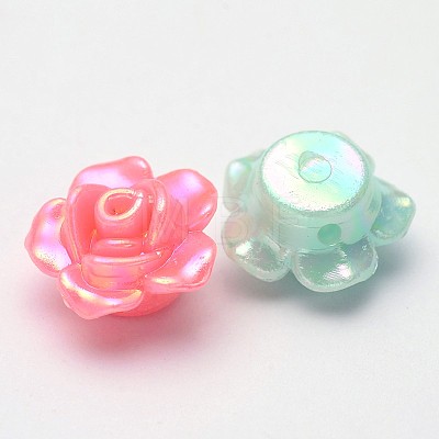 AB Color Plated Opaque Acrylic Flower Beads SACR-Q106-20-1