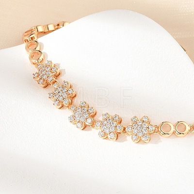 Brass Micro Pave Cubic Zirconia Chain Bracelets KK-R217-42G-1