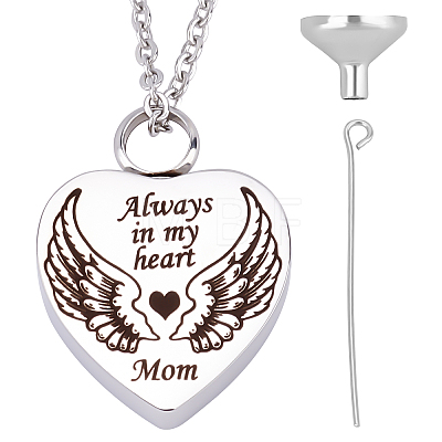 CREATCABIN Mom Always in My Heart Wing Urn Pendant Necklace STAS-CN0001-10A-1