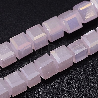 Faceted Cube Full Rainbow Plated Imitation Jade Electroplate Glass Beads Strands X-EGLA-E041-2mm-FR03-1