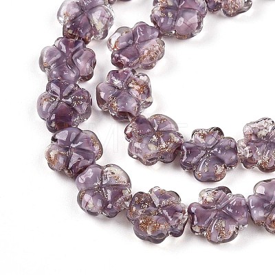 Luminous Handmade Gold Foil Glass Beads Strands FOIL-N029-01E-1