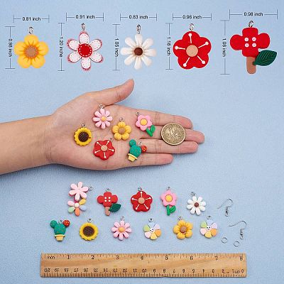 DIY 3D Flower Dangle Earring Making Kit DIY-SZ0008-56-1