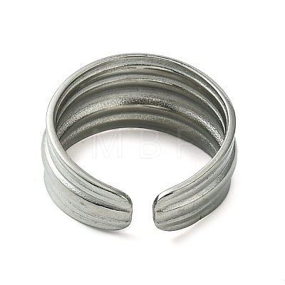304 Stainless Steel Grooved Open Cuff Ring RJEW-L110-007P-1