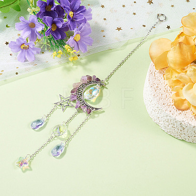 Moon & Star Alloy Hanging Ornaments HJEW-TADJ0024-1