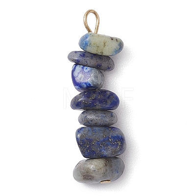 Gradient Color Natural Aquamarine & Natural Lapis Lazuli & Synthetic Turquoise Chip Beaded Pendants PALLOY-JF02795-02-1