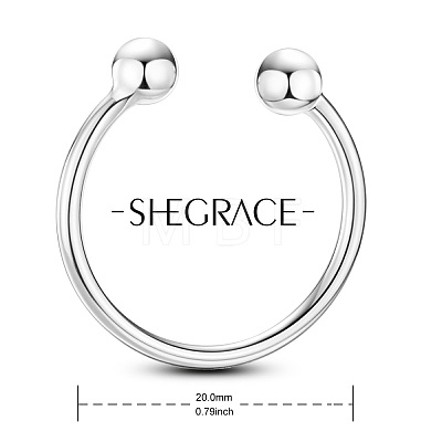 SHEGRACE Simple Rhodium Plated 925 Sterling Silver Torque Cuff Rings JR95A-02-1