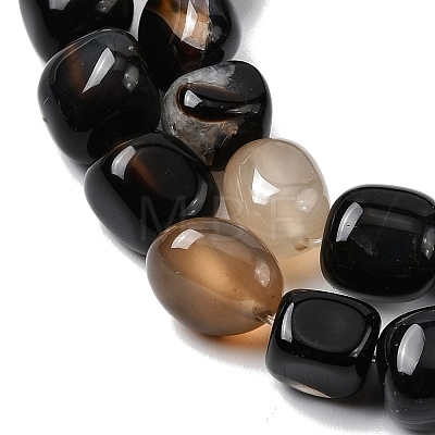 Natural Black Agate Beads Strands G-P601-A15-02-1