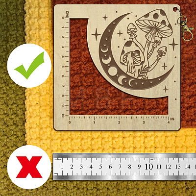 Wooden Square Frame Crochet Ruler DIY-WH0537-002-1