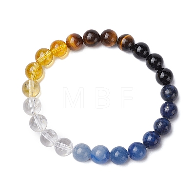 Round Natural Mixed Gemstone Beads Stretch Bracelets for Women BJEW-TA00562-1